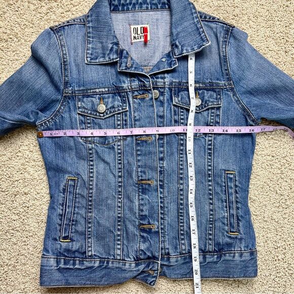 OLD NAVY Women’s Classic Jean Jacket Cropped Medium Wash Blue Denim XSmall - Picture 4 of 7